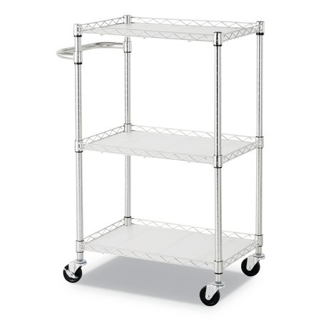 Alera 3-Shelf Wire Cart w/Liners, 28.5w x 16d x 39h, Silver, 500-lb Capacity ALESW322416SR